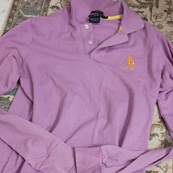 Ralph Lauren Lavender Polo with Yellow Trim - Picture 1 of 9